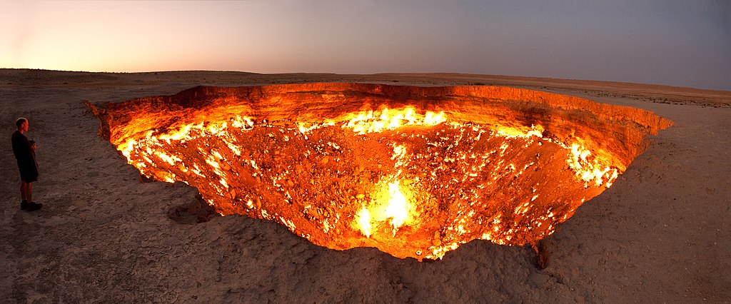 Collage of Earth's most unusual places including Blood Falls and Door to Hell